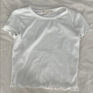 Altar'd State White Ribbed Short Sleeve Tee